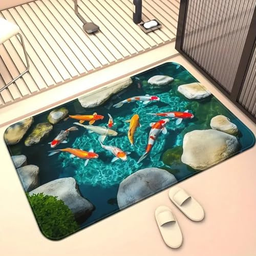 acsewater Koi Trap Fußmatte 3D-gedruckte optische Täuschung Eingangsmatte rutschfeste, waschbare Matte Geeignet für den Innen- und Außenbereich