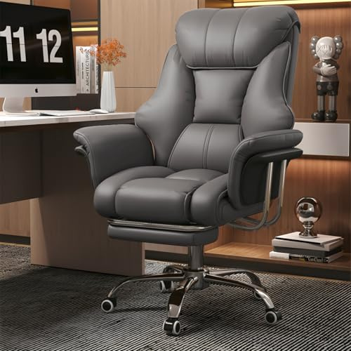 HDHNBA Big and Tall Office Chair 250 KG Extra Wide Faux leather Executive Chair with Retractable Footrest, Heavy-Duty Ergonomic Chair, Adjustable Height Computer