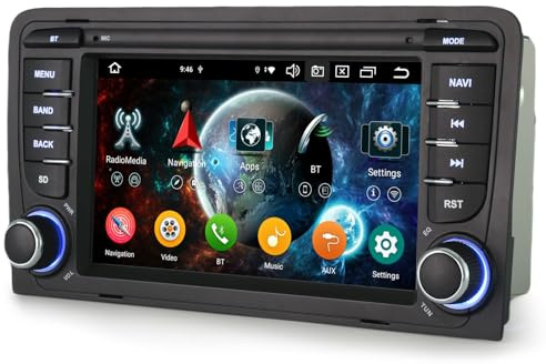7 pollici 8-Core 4+64GB Android 14 Autoradio GPS Navigatore per Audi A3 S3 RS3 8P 8V Sportback 2003-2012 Wireless CarPlay & Android Auto Wifi Bluetooth DSP Canbus SWC FM Radio RDS OPS Schermo Tattile