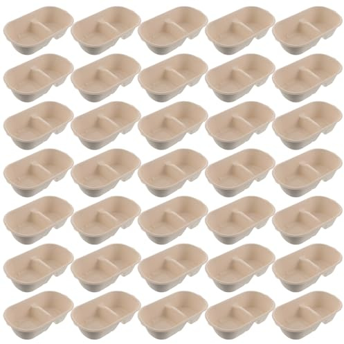 Toddmomy Lot de 50 Gamelles Doubles Jetables pour Chiots 1000 ML Gamelle pour Nourriture et Eau en Plastique Léger pour Cages Niches et Déplacements des Petits Animaux