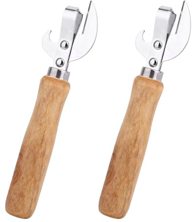 2 Piezas Abrelatas Manual Japonés con Mango de Madera, Abrelatas de Mano Corte Lateral Compacto y Eficiente Herramienta Cocina Tradicional para Latas y Botellas
