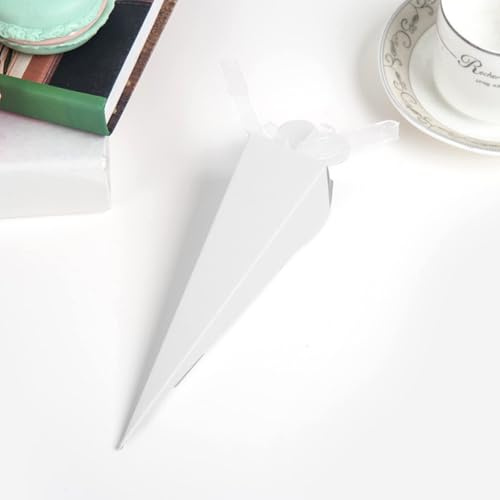 Set di accessori per la decorazione di Candy Bar con sacchetti di carta – Schultüten Rohling realizzato a mano in cartone ondulato – Bastelschultüte con punta robusta e chiusura in tulle (Bianco)