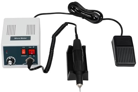 Polisseuse Bijoux 65W, Micro Polisseuse Électrique 35000 RPM avec Pédale | pour Joaillerie Ongles Sculpture, Moteur Puissant 0-35000 tr/min Rotatif, Kit avec Mandrin et Charbons