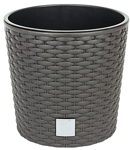 Plástico Umbra bajo maceta 40 cm Rato redondas de color marrón con forro interior