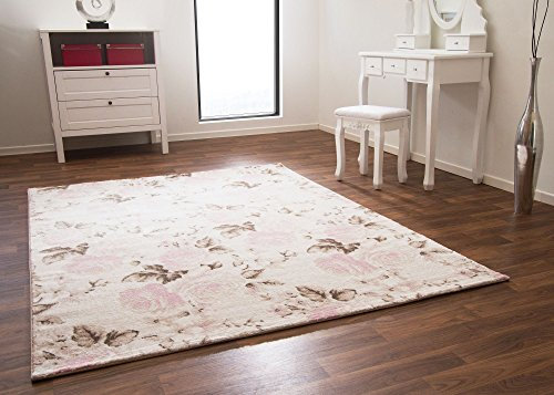 Steffensmeier Designer Teppich Modern Chia Wohnzimmerteppich Floral in Rose, Größe: 120x170 cm