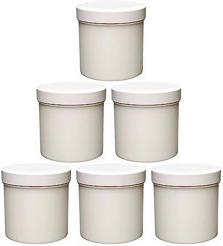 mikken 6 x Leere Cremedose 125 ml Tiegel aus Kunststoff, lebensmittelecht, BPA frei, Made in Germany, 125ml, Weiß