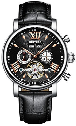 Leder Flying Tourbillon wasserfestem Mechanische Herren Uhren automatische Skelett