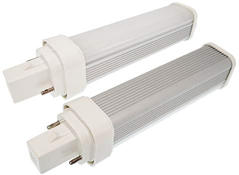 E-Simpo 2pcs G24d 2 Pin 11W Plug in LED Bulb Rotatable PL Horizontal Recessed 1000-1200lm G24d-2 GX24d-3 CFL 2U PL-C 26W Equivalent 180 Degree Beam(Need Throw Ballast) (Daylight,G24D Base 2-Pin 21mm)