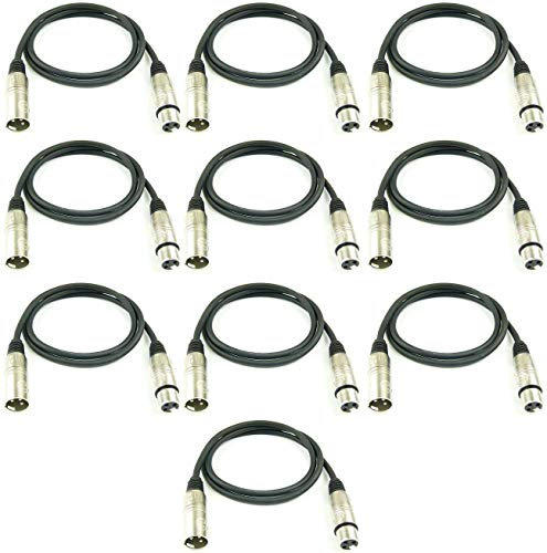 WUPYI2018 Lot de 10 câbles DMX - 2 m - 3 broches - XLR DMX - Câble de signal - Câble de microphone Câble de communication pour éclairage scénique, signal DMX