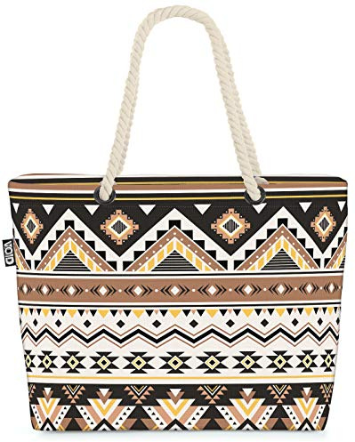 VOID Azteken Ethno Muster Strandtasche Shopper 58x38x16cm 23L XXL Einkaufstasche Tasche Reisetasche Beach Bag