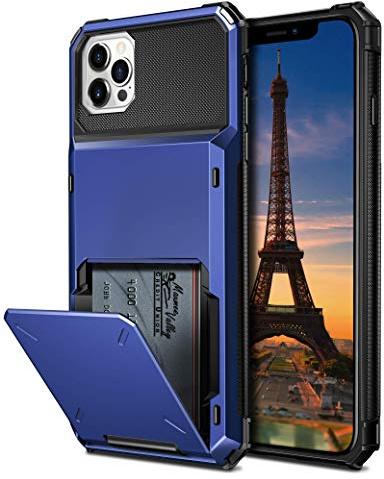 Coolden Compatible with iPhone 12 Pro Max Case Wallet Case Shockproof Case 4 Card Pocket Protective Case Heavy Duty Flip Card Holder Phone Case Cover Compatible with iPhone 12 Pro Max (Navy)