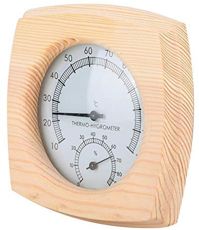Haofy Sauna Thermometer and Hygrometer 2 in1 Humidity Temperature Meter Measurement Equipment, Wooden Sauna Room Accessories, Square