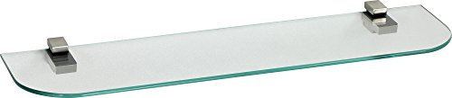 ib style® Mensola in vetro | 6mm | incl. Clip KUBI acciaio inossidabile | 8 dimensioni | 2 designs | chiaro | 90 x 20 cm