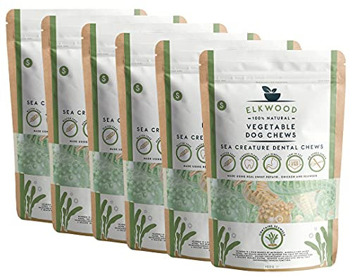 Elkwood gesunde natürliche Hundeleckerlis Leckereien für Hunde - fettarm, kalorienarm, glutenfrei, vegetarisch, natürliche Hundekauartikel - Meeresalgen Meerestiere mit aktiven Enzymen - 100 g