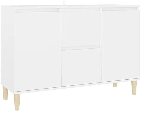 vidaXL Sideboard 2 Schubladen 2 Türen Kommode Anrichte Schrank Mehrzweckschrank Beistellschrank Standschrank Weiß 101x35x70cm Holzwerkstoff