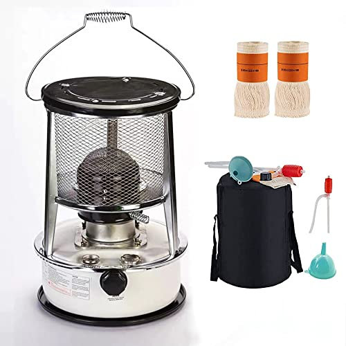 Tragbarer Camping Petroleumofen Heizer, Edelstahl 6L Petroleumofen Heizer, Mobile Effizienter Petroliumheizer Heizung innen, Für Zeltheizung Kochen Brenndauer Tank Bis Zu 24 bis 30 Stunden (6L Weiß)
