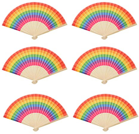 Regenbogen Fächer,bunter Regenbogen Handfächer,dekorativer Handfächer für Performance-Kleidung,Armbänder für Sommer Frauen Männer Pride Month Accessoires