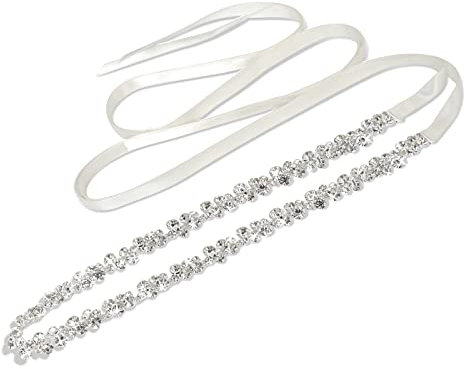 JOLIGAEA Hochzeit Gürtel Braut Strass Silber Gürtel Kristall Bindegürtel Schärpe Damen Hochzeit Satin Schärpe Brautgürtel für Party Brautjungfernkleider Ballkleid Abendkleider Taillengürtel Zubehör
