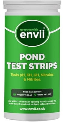 envii Pond Test Strips, 5 in 1 Pond & Aquarium Water Test Kit - Testing for pH, KH, GH, Nitrates and Nitrites for use in Garden Ponds, Fish Tanks, Aquariums - 25 Strips