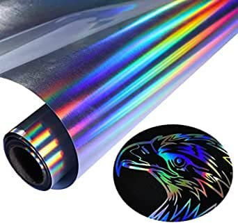 Holografische Plotterfolie Textil 25.5cm x 183cm Vinylfolie Plotter Flexfolie für Cricut und Silhouette Cameo,Textilien Transferfolie zum Aufbügeln für DIY T-Shirt, Stoffe