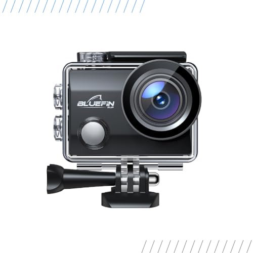 Bluefin C-Scape Cámara Deportiva Sumergible 4k, Foto y Vídeo Full HD, 1080p, Ojo de Pez de 170º, Sumergible hasta 30m, Pantalla LCD, Conexión WiFi, Baterías Recargables, Negro
