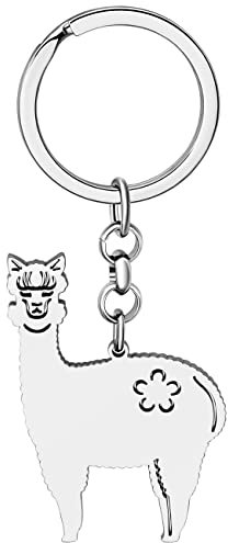 BAMAY Porte-clés Alpaga en Acier Inoxydable Plaqué Or Argent 18K Porte-clés Lama pour Voiture Charms Cadeaux pour Femmes Filles (Plaqué Argent
)