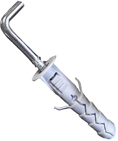 LLB L Shape Hooks Hanger of Square Cup Hard Wall Hook Picture Mirror Screw with Nylon Wall Plug Heavy Duty Indoor and Outdoor Size: L Screw 8x80mm & Plug P 12x60mm 7pcs Set