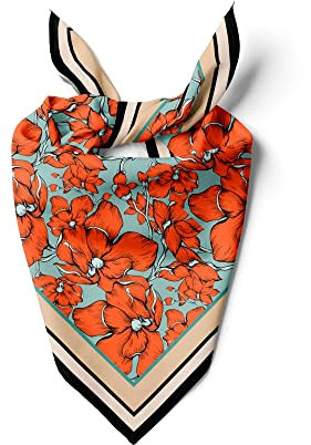 dscarf Damen-Halstuch 55cm x 55cm Square Unisex Stirnband Schal Bandana Hals Kopftuch Atmungsaktiv (Blühendes Design 4)