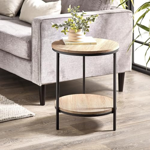 Julian Bowen Tribeca Runder Lampentisch mit Ablage - Sonoma-Eiche