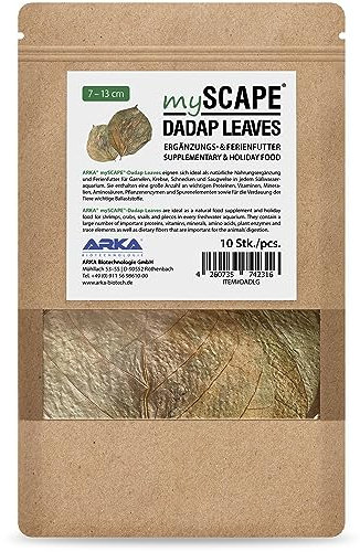 ARKA mySCAPE-DADAP Leaves - 7-13 cm / 10 Stück - Natürliches Ferienfutter für Garnelen, Schnecken & Saugwelse, fördert Gesundheit in Süßwasseraquarien.