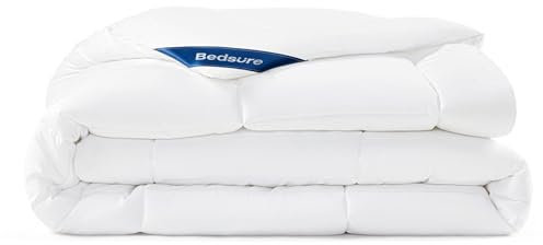 BEDSURE Bettdecke 200x200cm, Steppdecke 200x200 Leichte 150gsm, Sommerdecke 200x200 mit Polyesterfüllung, Mikrofaser Ganzjahresbettdecke mit Eckschlaufen (Weiß)