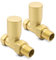 Brushed Brass Straight Modern Standard Rounded Radiator Towel Rail Valves Central Heating (Pair) 1/2 BSP