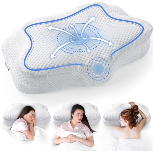 XJIANFU Memory Foam Kissen,Orthopädisches Kopfkissen, Nackenstützkissen,Seitenschläferkissen,Memory Foam Kissen(Weiß, 57 * 38CM