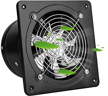 EUNEWR Abluftventilator Ø150mm, 6'' Axiallüfter Wandventilator Leiser mit Rücklaufklappe, 600m³/h 28W Rohrventilator Badlüfter für Home Badezimmer Küche Garage (Schwarz)