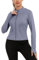 Gyabnw Veste de Sport Femme Haut de Course Respirant à Manches Longues Top de Fitness avec Fermeture Eclair avec Trous pour Les Pouces Convient pour Le Yoga la Running et Plus Encore