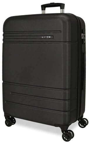 Movom Galaxy Koffer, mittelgroß, Schwarz, 48 x 68 x 27 cm, ABS, seitlicher Kombinationsverschluss, 74 l, 3,86 kg, 4 Doppelrollen, Schwarz, 48x68x27 cms, Mittelgroßer Koffer