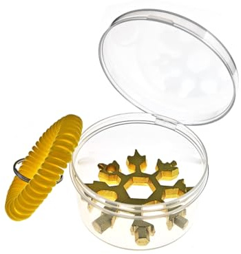 Schneeflockenschlüssel, Schraubenschlüssel, 18 in 1 Gold Schneeflockenschlüssel, Edelstahl Schneeflocke Multifunktionswerkzeug, Deckelöffner, Schneider, Schraubenanziehen und andere Montagewerkzeuge