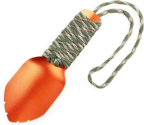 Ultralight Backpacking Trowel and Camping Shovel - Hiking and Garden Tool, Small Potty Shovel, Deuce of Spades for Outdoor Campsite Use (Orange)