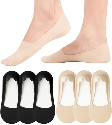 No Show Trainer Socks Womens - Non Slip Invisible Socks Ladies Low Cut Liner Footies Thin Silk Socks for Canvas Loafers Lightweight 6 Pairs