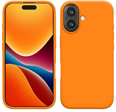 kwmobile Carcasa Compatible con Apple iPhone 16 Funda - Case TPU y Silicona antigolpes - Apto Carga inalámbrica - Naranja afrutado