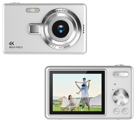 Fotocamera Digitale Tascabile con Schermo TFT da 2,4 Pollici - 2024 La più Recente Fotocamera Compatta Inquadra e Scatta da 12 MP 1080P, Zoom 16X Messa a Fuoco Automatica Piccola