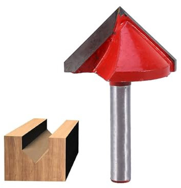 V Nutfräser, 90 Grad Fräser für Holz & Gipskarton, CNC Fräser mit Wolframstahl-Messer, 6 mm Schaft & 32 mm Durchmesser, für Oberfräse & Graviermaschine, V-Form Gravur & Kantenfräser