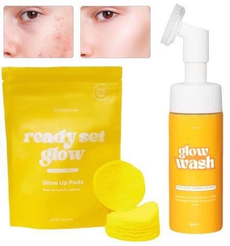 Limpiador facial para aclarar la piel, limpiador facial brillante con almohadillas de limpieza, lavado facial suave, cuidado de la piel para todo tipo de piel