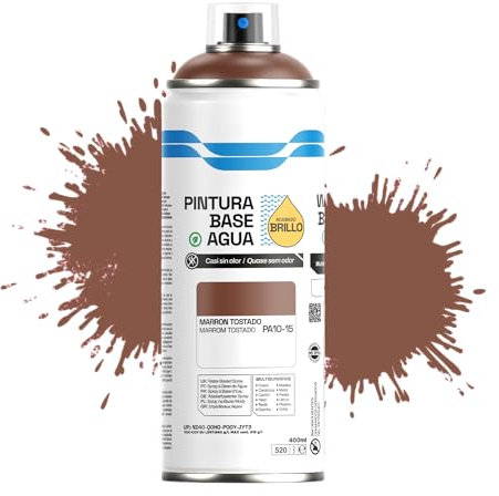 Etrexonline Pintura Spray Ecológica 400ml - Base Agua, Sin Olor - Para Muebles, Metal, Plástico y Madera - Colores Vivos y Permanentes, Cobertura Uniforme - Marron Tostado, 1 unidad