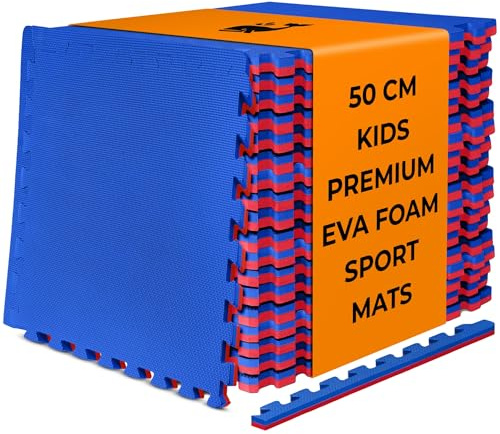 BIGGAMATS | 20 mm EVA Foam Interlocking Floor Exercise Mat | 50x50 cm Non-Slip Thick Foam Mats | Reversible Gym Flooring for Sports, Martial Arts, Home Gym, & Outdoor Use