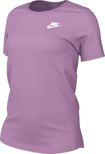 Nike Sportswear Club Essentials DX7902-632 T-Shirt pour Femme, Rose Vif/Blanc, Taille M