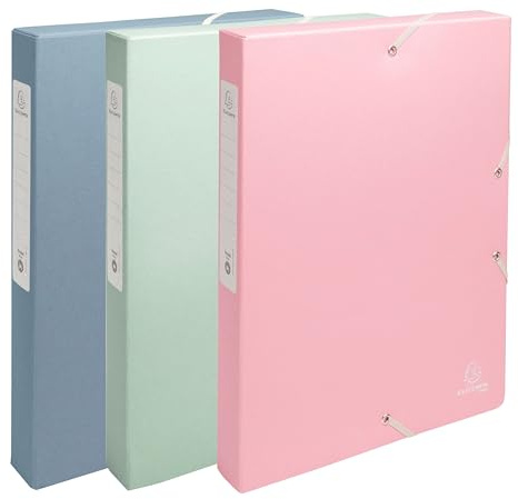 Exacompta Pack 8 Filing Boxes Autentik with Elastics A4 Spine 4cm Organise