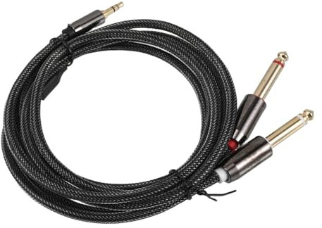 CIMAXIC Versatile 3.5mm to Dual 6.5mm Audio Cable Professional Splitter Cord for Guitar Microphone Black 1.8m