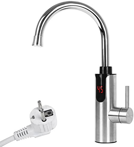 Elektrischer Wasserhahn mit Durchlauferhitzer,CEIEVER KüChenarmatur Armatur mit Sofortiger Warmwasserbereiter 230V Elektrischer Wasserhahn Edelstahl 360° Drehbar für Küche