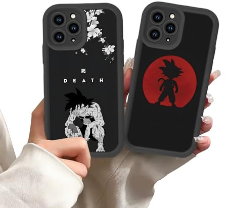 Yomyejisoo 2 Stück Schutzhülle für iPhone 15 PRO Hülle 6.1 Zoll, Anime Dragon Ball GT DBZ Super Goku Vegeta Muster Designs Manga für Fan Junge Case Schutz Handyhülle Stoßfest TPU Cartoon Cover